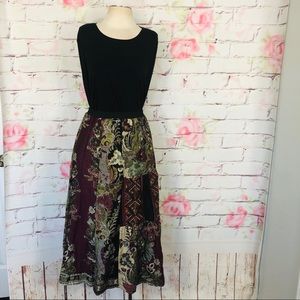 Soft surroundings embroidered patchwork midi skirt